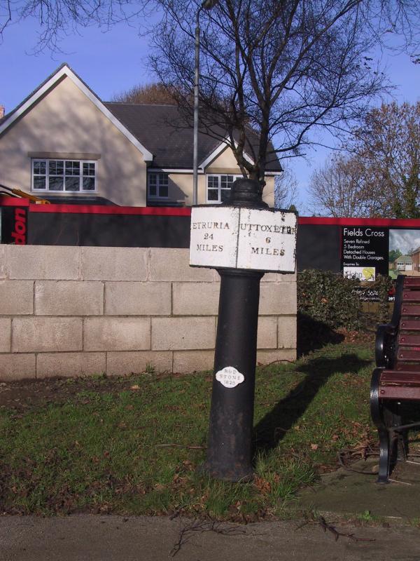 Original milepost 24 at Denstone Bowling Club