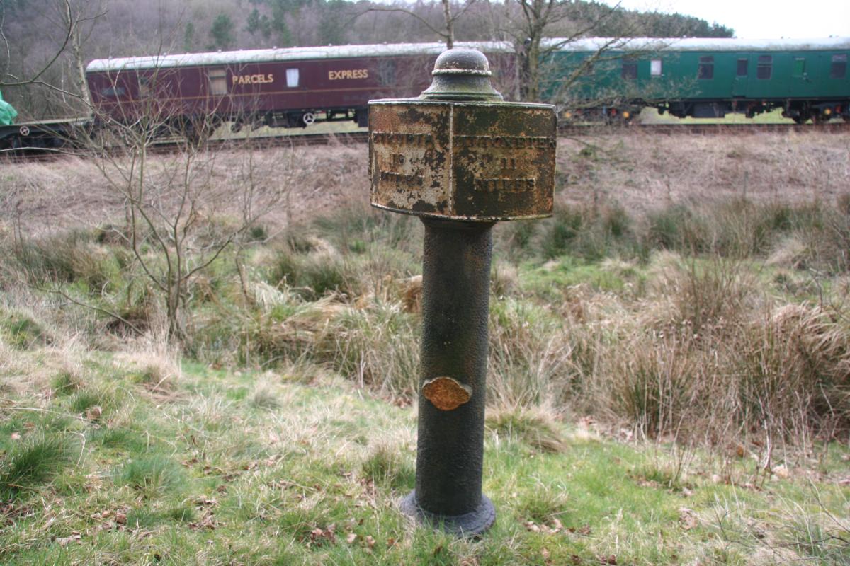 Milepost 19 with Churnet Valley Railway in 2008. The line has since been taken up in this area.