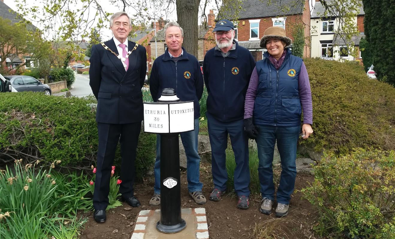 Photocall in Uttoxeter after installation of Milepost 30