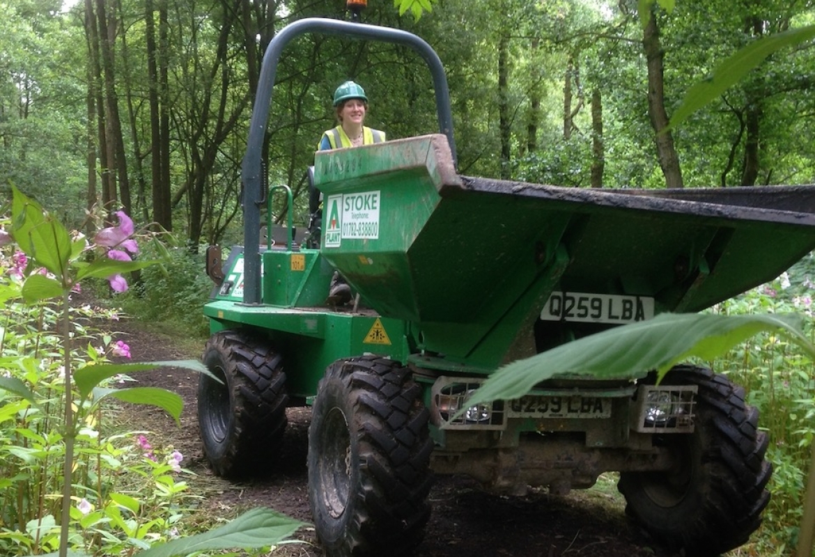 WRG camp at Br70, July 2014 - Amber delivering pathlaying aggregate