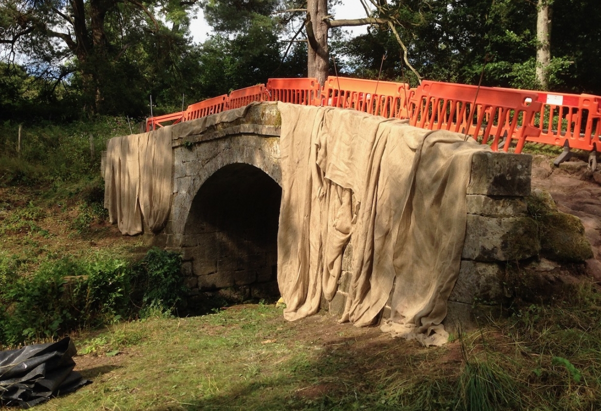 WRG camp at Br70, July 2014 - covered bridge after lime mortar pointing